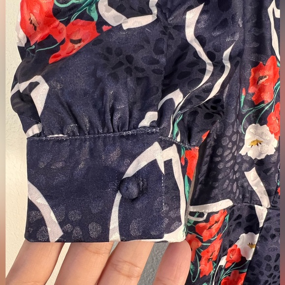 BURRYCO Floral Print Mini Puff Sleeve Lace Collar Flowy Dress Size 4 - Picture 8 of 16